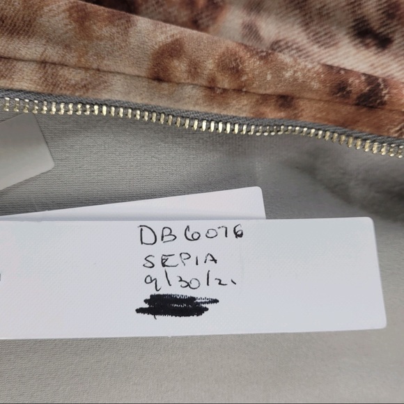 Red Haute Revolve Luxury Loungewear Velvet Watercolor Full Zip Hoodie in Sepia S - Picture 6 of 6